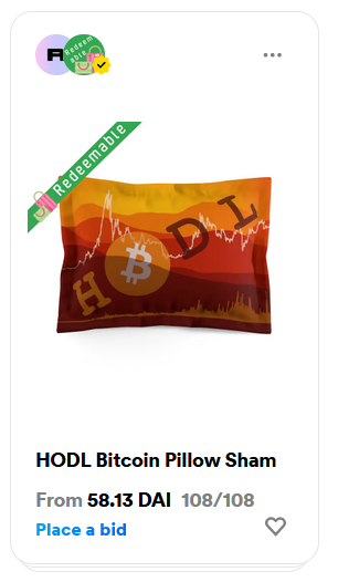 Bitcoin Pillow in exchange for NFT