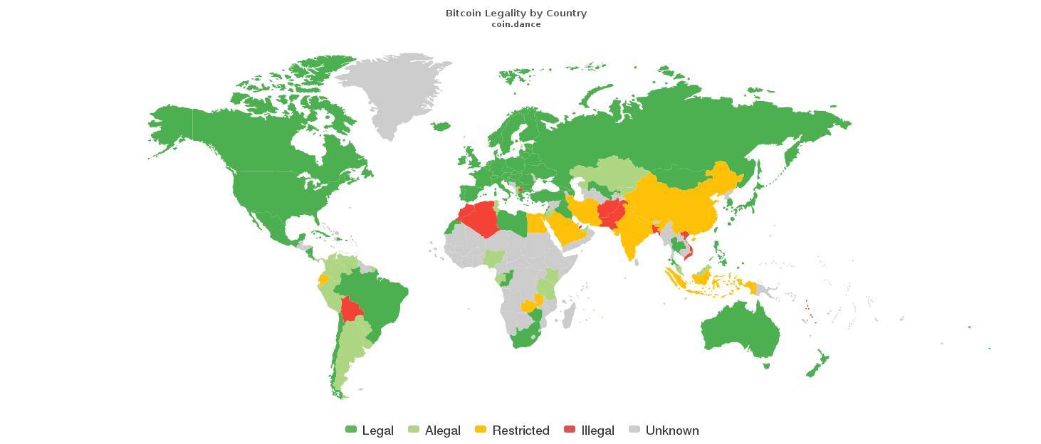 Bitcoin legalty by country
